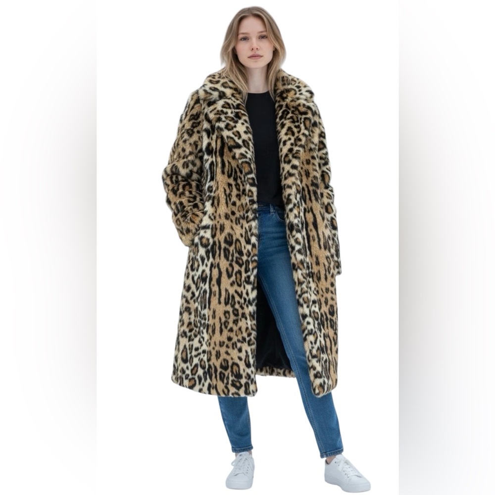 Free People Chloe Leopard Print Long Duster Coat Jacket Size Small
